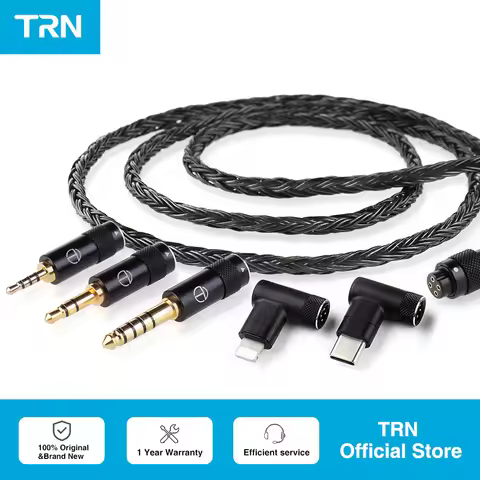 TRN T2 Pro16 Core Earphones Silver Plated HIFI Upgrade Cable 2.5/3.5/4.4/Type C/Lighting/QDC//MMCX/0