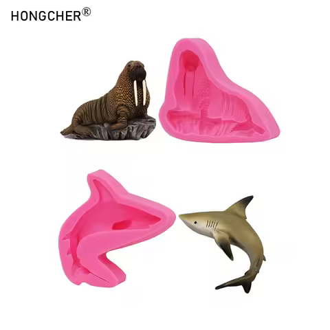 Shark walrus plaster aromatherapy ornament silicone mould chocolate cake dessert decoration DIY frid