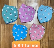 [HCM] 5 Khẩu trang vải ton bông và thú  loại tai voi 3 lớp  thượng hiệu TUẤN ANH  giao nhiều màu ngẫ