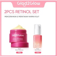 Glad2glow Peach Retinol Serum 17ml+Glad2Glow Peach Retinol Moisturizer 30gr skin barrier Retinoid Fa