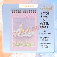 VLSHINE Sketchbook Aesthetic Vintage A6 Watercolor book Sketch book 3DDesign Aesthetic Drawing book