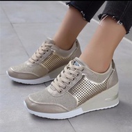 FB3 Plus Size Women's Autumn Wedge Sneakers - Fashionable Leather-Like Comfortable Hiking and Outdoo