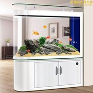 3x子魚缸屏風隔斷客廳家用水族箱中大型底濾生態熱彎玻璃金魚