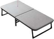 Foldable Single Bed Thick Portable Mattress Wide Metal Bed Frame (90cm Grey)