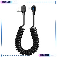 HECCEH 6A Spring Data Cable, Elbow PVC USB C To Type C Fast Charging Cable,  Telescoping Spring Fast