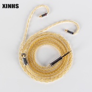 XINHS 8 Core Gold Silver Mixed 5N Single Crystal Copper Silver Plated HIFI Upgrade Cable 3.5/2.5/4.4mm Plug MMCX/0.78mm 2Pin/QDC/TFZ