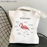 Women Shopper bag Anatomy of a flamingo Printed Bag Harajuku Shopping Canvas Shopper Bag girl handba
