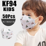 【local Stock】50PCS KF94 for Kids face mask 4Ply Korean Original Children Cartoon 3D KN95 mask baby facemask Reusable Was