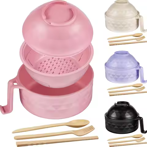 Ramen Cooker, Microwave Ramen Bowl Set with Chopsticks Spoon Ramen Noodle Bowl Instant Cooking for C