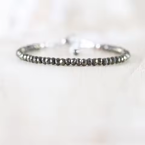 Exquisite pyrite bracelet, stackable and elegant in design.