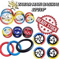 READY STOCK TAYAR MATI SAIZ 12'' 14'' 16'' KIDS BICYCLE TIRE COLOR BASIKAL BUDAK TAYAR MATI/HUB SET
