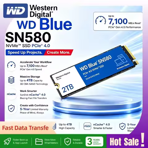 Western Digital WD SSD BLUE SN580 Internal SSD 500GB 1TB 2TB NVMe M.2 2280 PCIe4.0 Drive Solid State