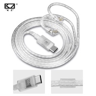 KZ Original TYPE-C Earphones Cables Silver Plated Upgrade Cable Headphones Wire 3.5MM 2PIN For KZ Ca
