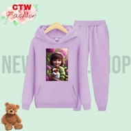 Cute GIRL Hoodie Sweater Suit/1 Set Of Children's Sweater/Size S (4-6Yrs) M (7-9Yrs) XL(10-14Yrs) new