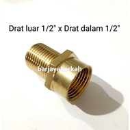 nepel sokran drat luar panjang 1/2 1/2 sok drat dalam 1/2 drat luar panjang 1/2 sambungan sok kran
