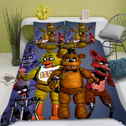 Game F-Five N-Nights At F-Freddys Duvet Cover Set Home Style Bedding Soft Laundry Cotton Bed 3 Piece
