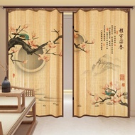 Mobile sliding door Bamboo Curtain partition curtain sliding door study living room bedroom mosquito-proof door curtain bamboo curtain rolling door