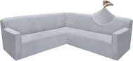 ALIECOM Corner Sectional Sofa Cover L Shaped Couch Covers Velvet Magic Stretchy Soft U Shape Sofa Slipcovers Anti Slip Living Room Furniture Protector Cover for Pets Dogs Cats (Light Gray, X-Large)