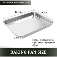2Pack Cookie Sheets for Baking, 304 Stainless Steel Baking Sheets, 12.4 * 9.5 Inch Heat-Resistant Ba