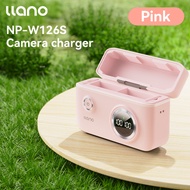LLANO เครื่องชาร์จกล้อง NP-W126s พอร์ตชาร์จคู่จอแสดงผลแอลอีดีพร้อมฟังก์ชั่นที่เก็บข้อมูล SD Card ใช้