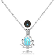 Kalung Lotus MYANAIL untuk Wanita, Kalung Loket Bunga Berongga Berkilau, Kalung Loket Bunga Lotus, P