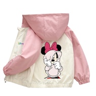 Mickey Mouse New Spring Autumn Children Hooded Jacket Clothes Teen Girl Boy Color Blocking Coat Teen