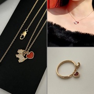 {Boutique} AGATHA Love Puppy Necklace Red Agate Diamond Retro Style Women's Gold-Plated Necklace Bir