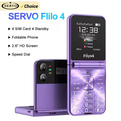 SERVO Flilo4 Flip Cellphone Four SIM Card GSM Cellular Network Flashlight Speed Dial Magic Voice Fol