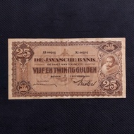 Uang Kuno 25 Gulden JP Coen ttd Praasterink Tahun 1929 - XI 00505