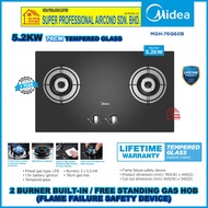 Midea Built in Gas Hob MGH-76Q60B 5.2kW Glass Cooker Hob with protect device (Safety Valve)