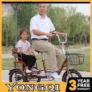 YONGQI Yashdi Elderly Tricycle Bicycle Adult Power Scooter Pedal Bicycle Elderly Lightweight Light-D