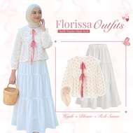 Dreamora _ One set for Women, Teenage Outfit (floral Coquette Blouse + Layered Skirt + Hijab) DM0141