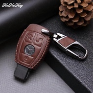 (borongwell)Genuine Leather Car Key Case Cover Keychain For Mercedes Benz Accessories W203 W210 W211 W124 W202 W204 Amg Key Ring Holder