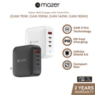 Mazer Charger 70W 100W 140W 165W GAN Prestige Charger USB-C + USB-A with Travel Pin