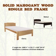 HENRY Mahogany Solid Wooden Single / Super Single Bed Frame In Cherry &amp; Walnut Color