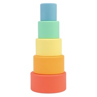 BLUE GINKGO Silicone Stacking Cups - Nesting Cups and Silicone Stacking Toy - Open Ended Montessori 