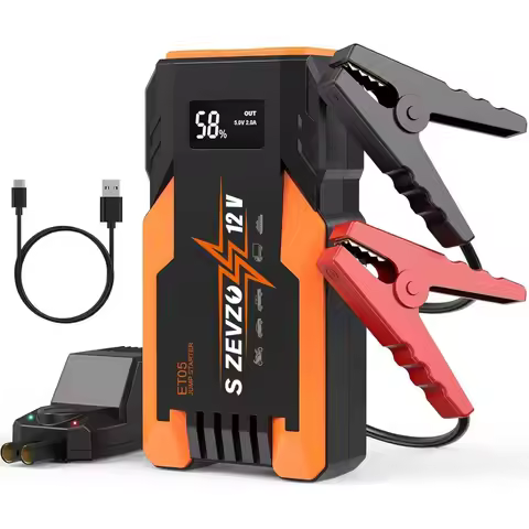 S ZEVZO ET05 Jump Starter 3000A Portable Car Jump Starter Battery Pack (7.2L Gas/ 5.5L Diesel), 51.8