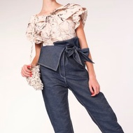 不對稱腰身牛仔褲 / 海軍藍 / 日本製造