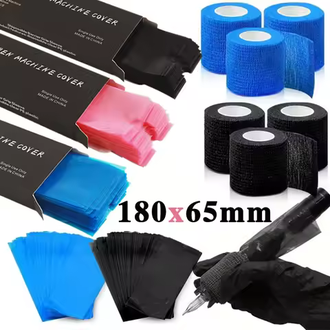 Tattoo Machine Pen Bags and Grip Covers Combo Big Size Tattoo Pen Covers with Self-Adherent Tape Pen