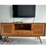 BUFET MEJA TV MINIMALIS RETRO LEMARI RAK TV KLASIK MODERN KAYU JATI ASLI UKURAN150 CM HARGA TERMURAH