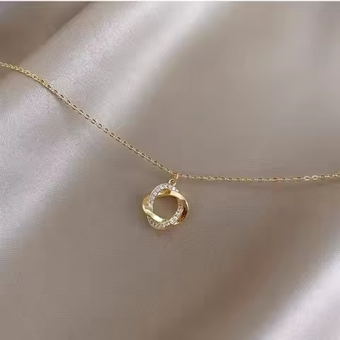 Fashion Cross Rotating 925 Sterling Silver Pendant Chain 14k Gold Plated Necklace Gold Necklace for