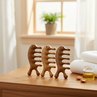 Wooden Five-Claw Dolphin Head Massage Comb Ebony Meridian Massager