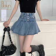 Ellalyn-Jeans Skirt Pleated Around High Waist Y2k Girl Style Model FZ-Q710
