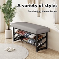 2 Layer Shoe Rack Bench with Seat Cushion Steel Shoe Rack Shoe Stool Shoe Bench Organizer