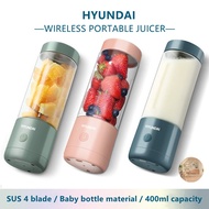 【Ready Stock】Wireless Juicer 4 cutter head blender HYUNDAI household 400Ml Juicer portable ice blend