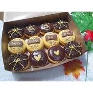 Donat ultah coklat blok /kue ulangtahun/Donat coklat