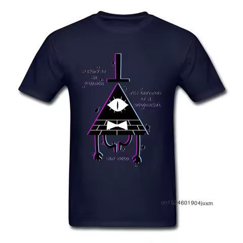 Male Tshirt Illusion Gravity Fall T Shirt Illuminati T-shirt Men Summer Big Size Cotton Crewneck Clo