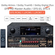 7.1 Home Theater AV Flagship Receiver 600W High Power Amplifier 3D Surround Sound Support Dolby Atmos/Dolby TrueHD/Dolby Digital Plus/DTS X/DTS-HD Powerful 7.1 Speaker and Decoding Audio Output 4K HDMI Digital Optical/ Coaxial Built-in Bluetooth/USB