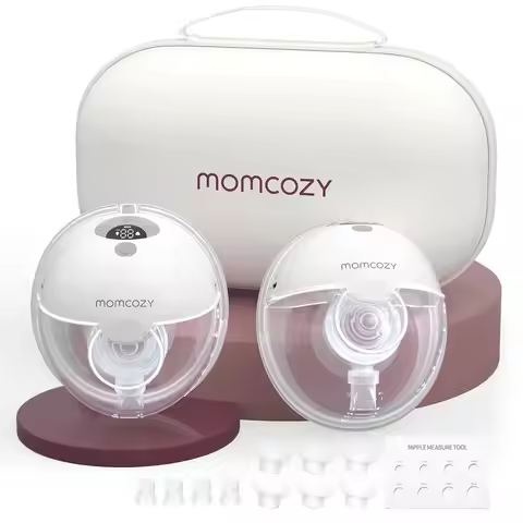 Momcozy Breast Pump Hands Free M5, Wearable Breast Pump of Baby Mouth Double-Sealed Flange with 3 Mo