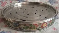 早期龍鳳呈祥32cm圓鐵茶盤,收藏觀賞擺飾道具兩相宜